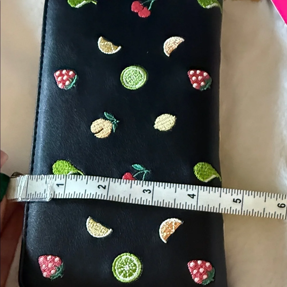 Betsey Johnson Black Wallet with Colorful Fruit Accents